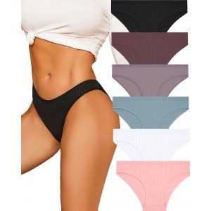 promo ALL OF ME Lot de 6 Slips Femme Coton sous-vêtements Femme Slip Coton Slip Femme Soft Hipster Sexy Panties Caleçons Femme sous-vêtements Doux sous-vêtements Multipack S-XL