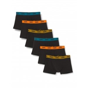 promo DIM Boxer Homme Mix and Colors Coton Stretch Confort x6, Noir ceinture orange/bleu/vert, XL