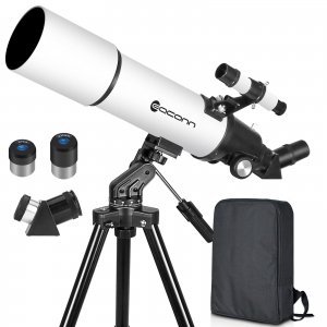 promo Télescope astronomique pour Adultes, télescope réfractif de 600mm d'ouverture de 80mm pour Enfants et débutants, Jumelles pour Adultes, télescope de Voyage Portable Compact avec Sac à Dos