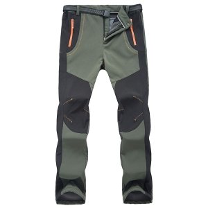 promo LY4U Hiver Coupe Vent Sports De Plein Air Pantalon Femmes Soft Shell Polaire Doublé Randonnée Marche Pantalon, Vert EU M