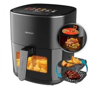 promo Cecotec Air Fryer Cecofry&Grill Duoheat 6500. Friteuse à Air sans Huile 6,5L, Grill, Plancha, Résistance Double, 2200W, Cuisson Uniforme, Idéale pour Viandes et Pizzas