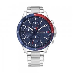 promo Tommy Hilfiger Montre Analogique Multifunction à Quartz pour homme avec Bracelet en Acier Inoxydable argenté - 1791718