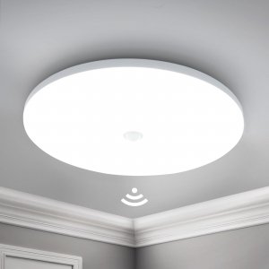 promo Yafido Plafonnier 18W LED avec Détecteur de Mouvement, 30CM Lampe de plafond Rond, 6500K Blanc Froid Moderne Luminaire Plafonnier Pour Couloir Balcon Salle de Bain