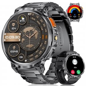 promo Montre Connectée Homme avec 1,85'' HD Grand Écran/LED Lampe/730mAh Batterie,Smartwatch Homme avec 120+ Modes Sportifs,24/7 Moniteur de Fréquence Cardiaque et Sommeil,IP68 Étanche pour Android iOS