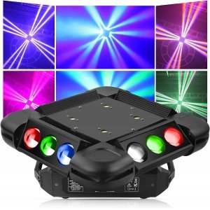 promo UKing Lyre LED 150W DJ Lumière RGBW Jeux de Lumière DMX512 16CH Luminaires à tête rotative pour scène Fête Club Bar Disco Éclairage