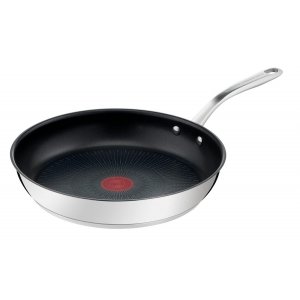 promo Tefal Pierre Gagnaire Poêle acier inoxydable revêtu 28 cm, Base de diffusion de chaleur, Poignée rivetée, Design élégant, Tous feux dont induction, Fabriqué en France H8210623