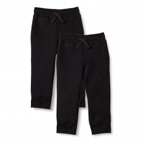 promo Amazon Essentials Pantalon de Jogging en Polaire Garçon, Lot de 2, Noir, 11-12 ans