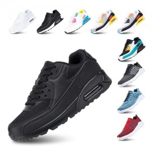 promo Hitmars Chaussures de Course Homme Femme Running Sport Fitness Respirantes Legere Gym Athlétique AIR Sneaker Noir 42