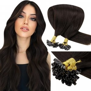 promo LaaVoo Extension Cheveux Naturel Keratine Marron Fonce Extension Keratine Cheveux Naturel Brun 1g/s 50cm 50g Extension Keratine Cheveux Naturel Marron Brun Fonce Remy #2