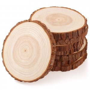 promo Fuyit Wood Slices 8 Pcs 13-14cm NO Hole Natural Unfinished Log Wooden Circles for Art Creation DIY Crafts Wedding Decorations Christmas Ornaments