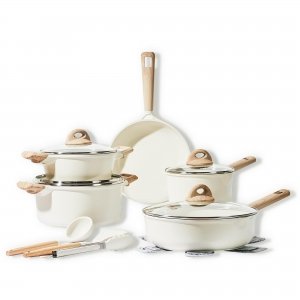 promo CAROTE 14 Pièces Lot Poele et Casserole Induction, Poêle à Frire 24cm, Casseroles 18cm/20cm/24cm, Sauteuse 28cm, Revêtement Antiadhésif, Batterie de Cuisine avec Couvercle, Ustensile de Cuisines