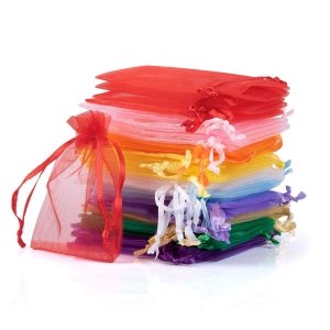 promo Tyhbelle 100 pièces sac organza 7x9 cm, sachets organza sachet organza sacs cadeaux, sacs à bijoux (Multicolore)