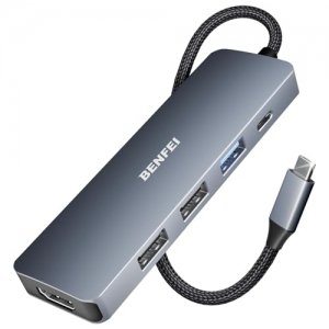 promo BENFEI Hub USB C HDMI 4K avec 100W Alimenté, 3 Ports USB, Câble en Silicone et Design tissé, Compatible avec MacBook Pro/Air, iPad Pro, iMac, iPhone 15 Pro/Pro Max, XPS, Thinkpad