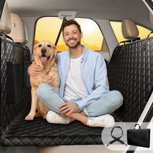 promo DATEFUN Protection Voiture Chien élargi - Housses de Siège d'auto pour Chien Imperméable Antidérapant avec Ceinture Securite et Fenêtre de Visualisation, Compatible Sièges Auto