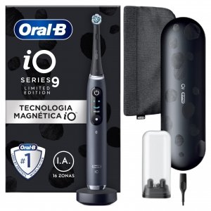 promo Oral-B iO Series 9 Édition Spéciale, Brosse à dents électrique, Connectée Bluetooth, 7 Modes de brossage, 1 Étui De Voyage, 1 Pochette, Noir