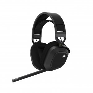 promo Corsair HS80 RGB Wireless Casque Gaming Premium avec Dolby Atmos Audio (Faible Latence, Microphone Omnidirectionnel, sans Fil Jusqu'à 18 Mètres, 20 Heures d'autonomie, Compatibilité PS5/PS4) Carbone