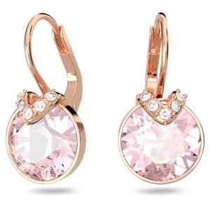 promo Swarovski Pendants d’oreilles Bella V, pièce centrale rose et cristaux transparents, plaqué ton or rosé