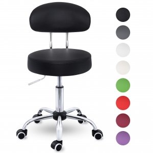 promo TRESKO Tabouret de Travail | Tabouret à roulettes avec Dossier - réglable de 47 à 60 cm | Tabouret Rotatif à roulettes | Chaise de Bureau Tabouret pivotant Rotatif cosmétique