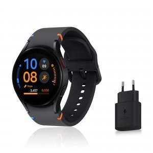 promo Samsung Galaxy Watch FE, Montre connectée, Suivi de la Santé, Suivi de Fitness, Bluetooth, 40mm, Noir, Chargeur Secteur Rapide Inclus, Version FR