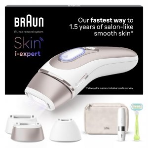 promo Braun Skin i·expert, Épilateur À Lumière Pulsée Intelligent, Alternative Au Laser, Avec Application, Pochette, Rasoir Venus, Mini-Rasoir Visage, 3 Têtes Intelligentes, 1,5 an De Peau Douce, PL7249