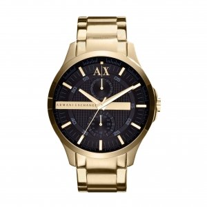 promo Armani Exchange Montre pour Homme, Mouvement Multifonction, Boîtier en Acier Inoxydable Doré de 46 mm avec Bracelet en Acier Inoxydable, AX2122