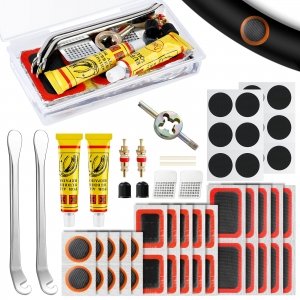 promo Wothfav Kit Reparation Velo, Kit Crevaison Velo, 42 Rustine Chambre a Air, Demonte Pneu Velo, Rustine Velo, Kit Reparation Pneu Velo, Kit de Réparation pour Rustine Vélo Chambre a Air, VTT, Pneu Moto