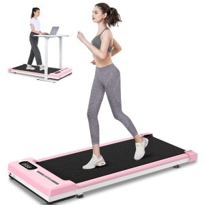 promo HomeFitnessCode Tapis de Course 3 en 1 Pliable - Tapis de Marche - Walking Pad Électrique, 8 km/h, Pente 5%, Moteur 2.5 HP, Surface Large 40 cm, Télécommande, Écran LCD, Capacité 130 kg (Rose pâle)