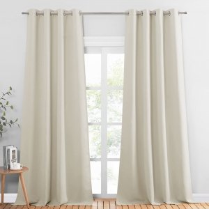 promo PONY DANCE Rideaux et Draperies Intérieurs - Décoration Fenêtre Isolation Thermique Anti Froid Lumineux Bloquer pour Maison Chambre Panneux à Oeillets, Beige Clair, 140x240 cm, 2 PCs