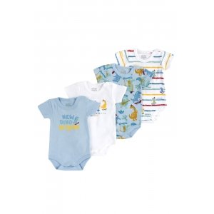 promo Chicco Ensemble de body à manches courtes en coton , Corps Mixte bébé, Bleu/Blanc, 2 ans (pack of 4)