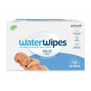 promo WaterWipes Lingettes Bébés Originales Exemptes De Plastique, 720 Unités (12 Paquets), Lingettes à Base d'Eau à 99,9 %, Non Parfumées pour les Peaux Sensibles