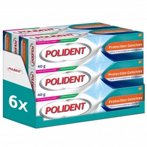 promo Polident Crème Fixative Protection Gencives, Pour Prothèses Dentaires Partielles ou Complètes, Sans Goût, lot de 6x40g