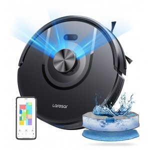 promo Laresar Mars01 Aspirateur Robot Laveur, Navigation Lidar 360°, Robot Aspirateur Laveur 5000Pa, 5 Cartes Editables, Convient aux Poils d'animaux, Tapis et Sols，App/Alexa/Google Home