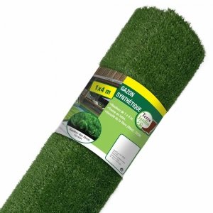 promo TERRE JARDIN - Gazon Synthétique en Rouleau 1 x 4 m - Hauteur Fibre 1 cm - Densité 2200 Dtex - Pelouse Synthétique Réaliste - Trame en Latex Noir - Herbe Synthétique pour Balcon, Terrasse, Jardin