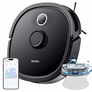 promo Eureka NER600 Robot Aspirateur Laveur 2 en 1,Navigation LiDAR,120min d'Autonomie,Auto-Charge,Aspirateur Robot 2000Pa Détection Obstacles,WiFi/APP/Alexa pour Poils d'animaux Sols Durs Tapis Moquette