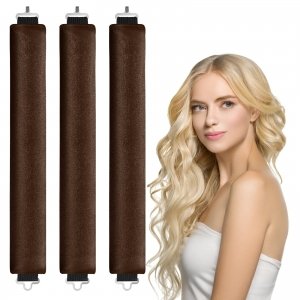 promo LOPHE 3Pcs Boucles sans chaleur, Bigoudis Cheveux, Cheveux bouclés femme, igoudis de Sommeil doux,No Heat Caoutchouc Hair Rollers for Most Hairstyles,Bricolage Outils de Coiffure(Brun)