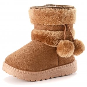 promo Yeeteepot Bottes de Neige Hiver Fille Enfant Chaud Doublé Antidérapant Fourrure Chaussures Premier Pas d'hiver pour bébé Fille Semelle Souple Bottines， Marron 24 EU = 25 CN