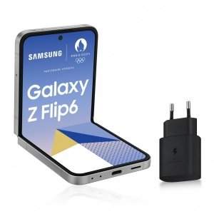 promo Samsung Galaxy Z Flip6, Smartphone Android 5G avec Galaxy AI, 512 Go, Chargeur secteur rapide 25W inclus, Smartphone déverrouillé, Gris, Version FR