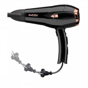 promo BaByliss Sèche-cheveux Cordkeeper avec Technologie Ionique et Cordon Rétractable D373E, Noir, 2000 W