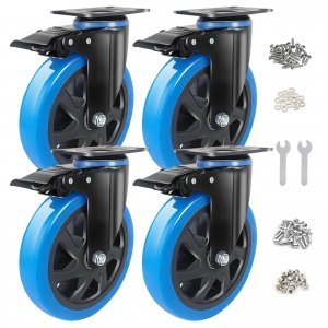 promo BAOLIHUI Lot de 4 Roulettes Pivotantes Charge Lourde 150mm Bleues Jusqu'à 1000KG - Roulettes pour Meubles avec Frein Rotation 360° - Convient aux Établis et Chariots - Roues Industrielles Durables