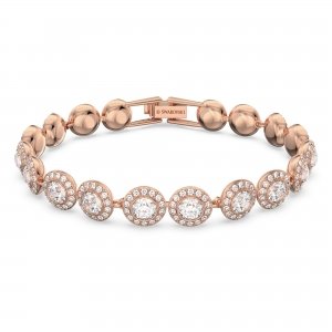 promo Swarovski Bracelet Angelic femme, cristaux blancs brillants et placage de ton or rosé, taille M