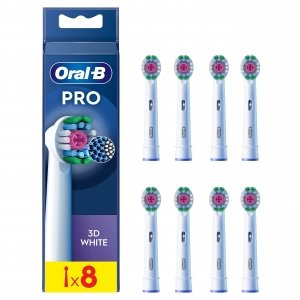 promo Oral-B Pro 3D White Brossettes pour Brosse à dents électriques, Pack De 8 Unités