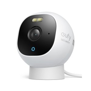 promo eufy Security Solo Outdoor Cam E210, Caméra de Sécurité Extérieure Filaire Tout-en-Un Résolution 1080p, Projecteur, Vision Nocturne Couleur, sans Frais Mensuels, Résistance aux Intempéries IP67