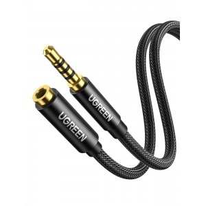 promo UGREEN Rallonge Jack Audio 3.5 mm 4 Pôles TRRS en Nylon Tressé Jack Audio Mâle vers Femelle Fonction Micro Câble Extension Audio Stéréo Compatible avec Écouteurs Casque Switch Manette PS5 PC (1M)