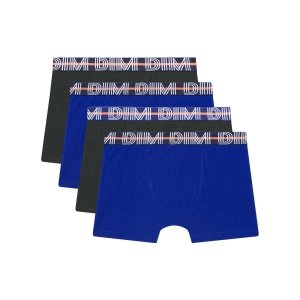 promo DIM Boxer Garçon EcoDIM Coton Stretch Coloré x4, Bleu/Noir/Noir/Bleu, 12 ans