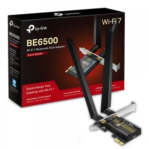 promo TP-Link WiFi 7 Carte WiFi PCIe BE6500 Archer TBE400E, Tri-Bandes (6GHz/5GHz/2.4GHz), Adaptateur avec Bluetooth 5.4 et 2 antennes multidirectionnelles, Idéal pour Gaming, Noir Métallique