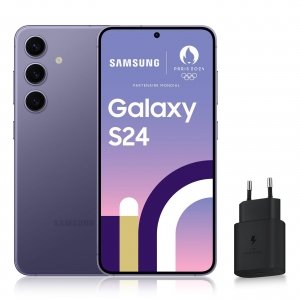 promo Samsung Galaxy S24, Smartphone Android 5G, 128 Go, Chargeur secteur rapide 25W inclus [Exclusivité Amazon], Smartphone déverrouillé, Indigo, Version FR