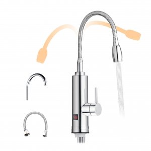 promo HOGART Robinet Électrique Сhauffe-Eau Instantané 230 V pour Cuisine, Jardin, Salle de bain, Caravane, Camping, 2 embouts, Robinet Chauffant Instantanée, Électrique Chauffage Instantané