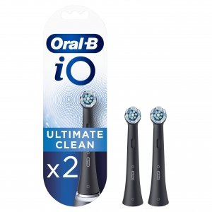 promo Oral-B iO Ultimate Clean, Embout, Pack de 2 Brossettes de Rechange, pour Brosse à Dents Électrique Jusqu’à 100 % d’élimination de la Plaque Dentaire, Noir