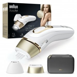 promo Braun Silk·expert Pro 5 Épilateur À Lumière Pulsée, Épilation Semi-Définitive, Alternative Au Laser Pour 1 An De Peau Douce, Avec Pochette, 2 Têtes, Cadeau Pour Femme, Or/Blanc, PL5140