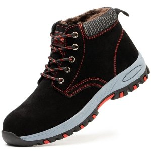 promo SROTER Homme Femme Hiver Chaussure de Sécurité Bottes Impermeable Chaussures de Travail Embout Protection Acier Semelle Protection Antidérapante Chaussures de Randonnée Noir 46 EU